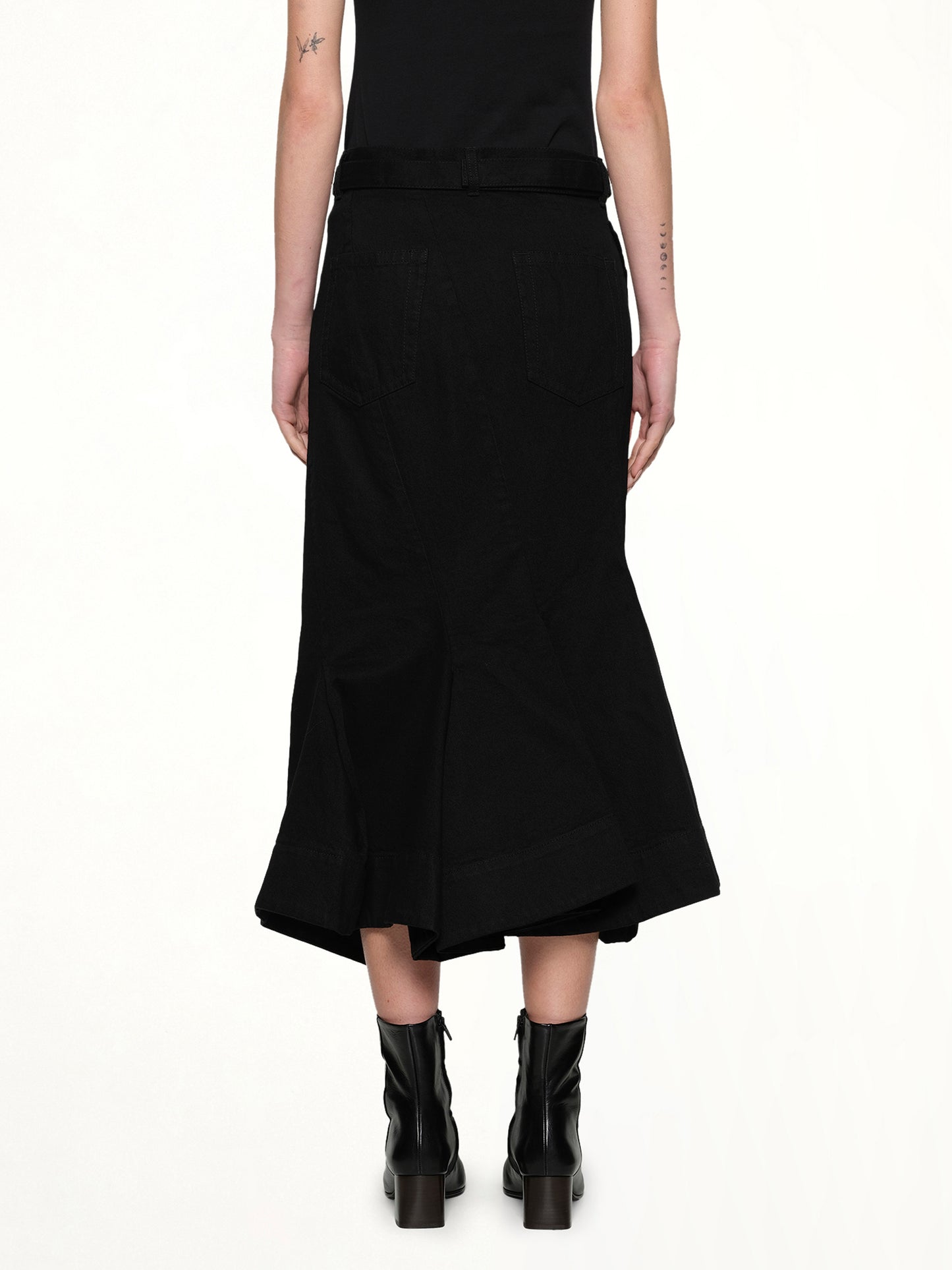 Side Zip Denim Skirt in Black