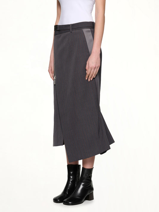 Stripe Doeskin Skirt in Gray