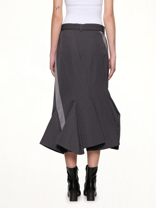 Stripe Doeskin Skirt in Gray