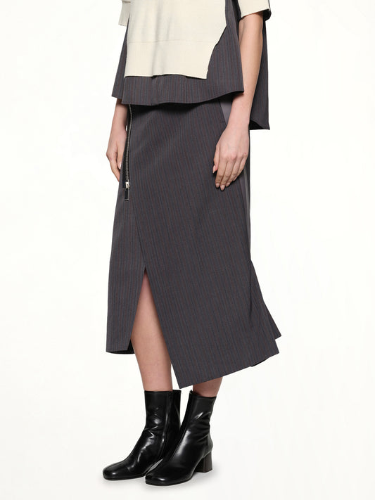 Stripe Doeskin Skirt in Gray