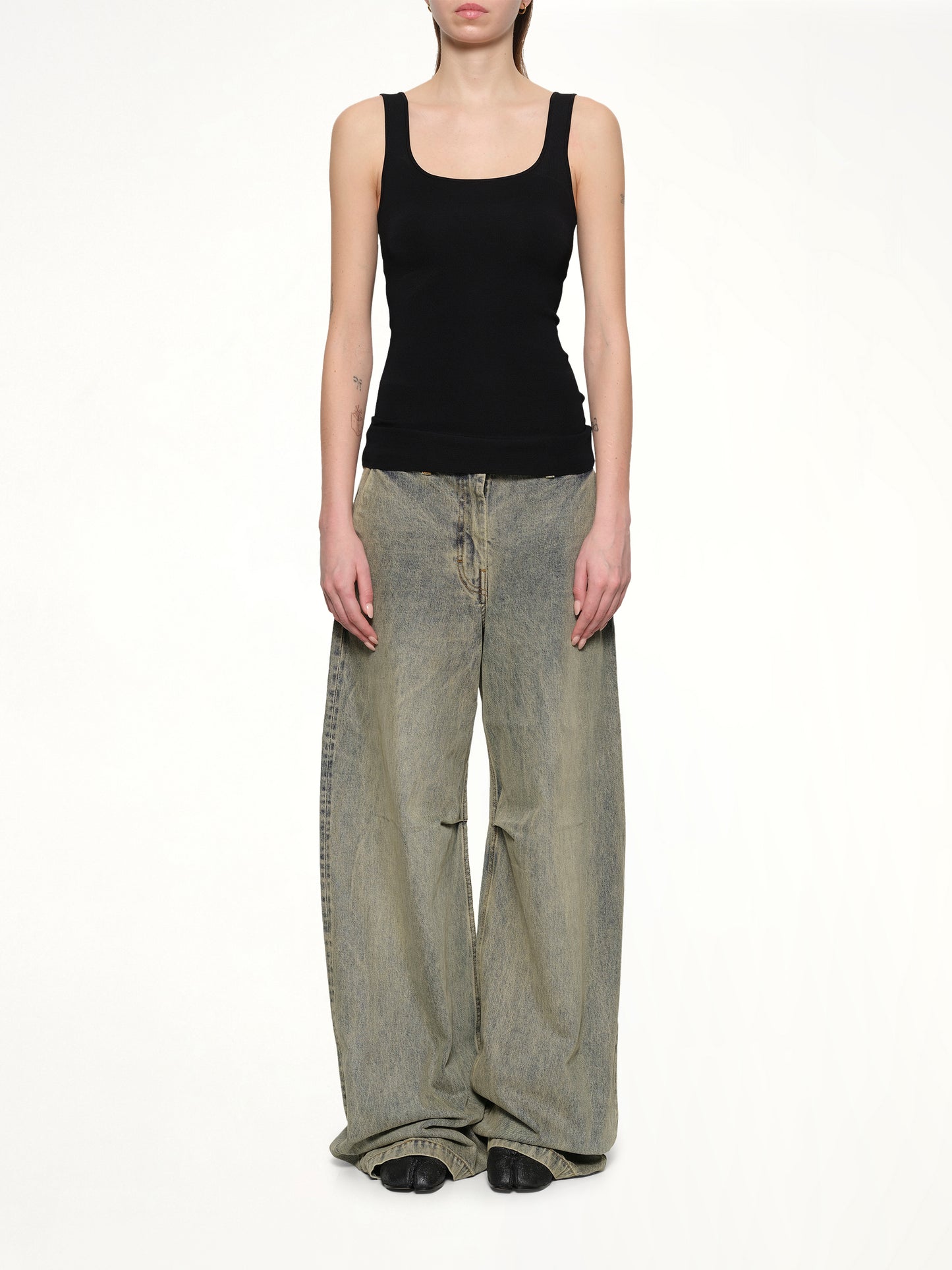 Squared Neck Top in Black