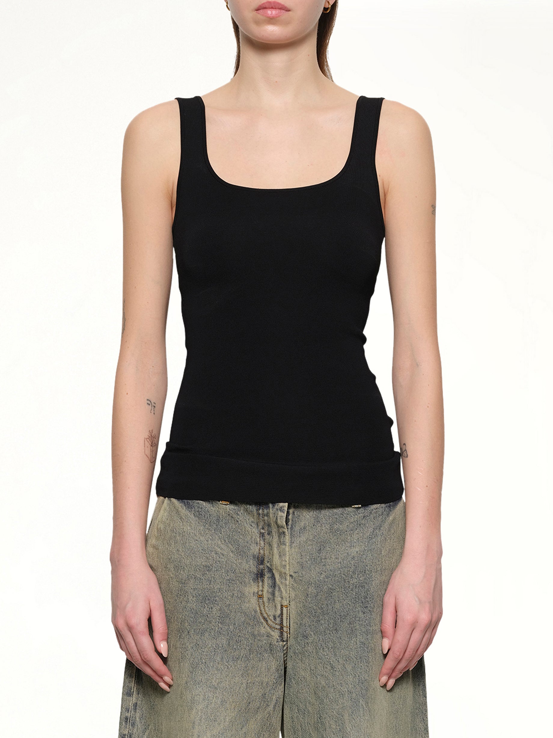 Squared Neck Top in Black