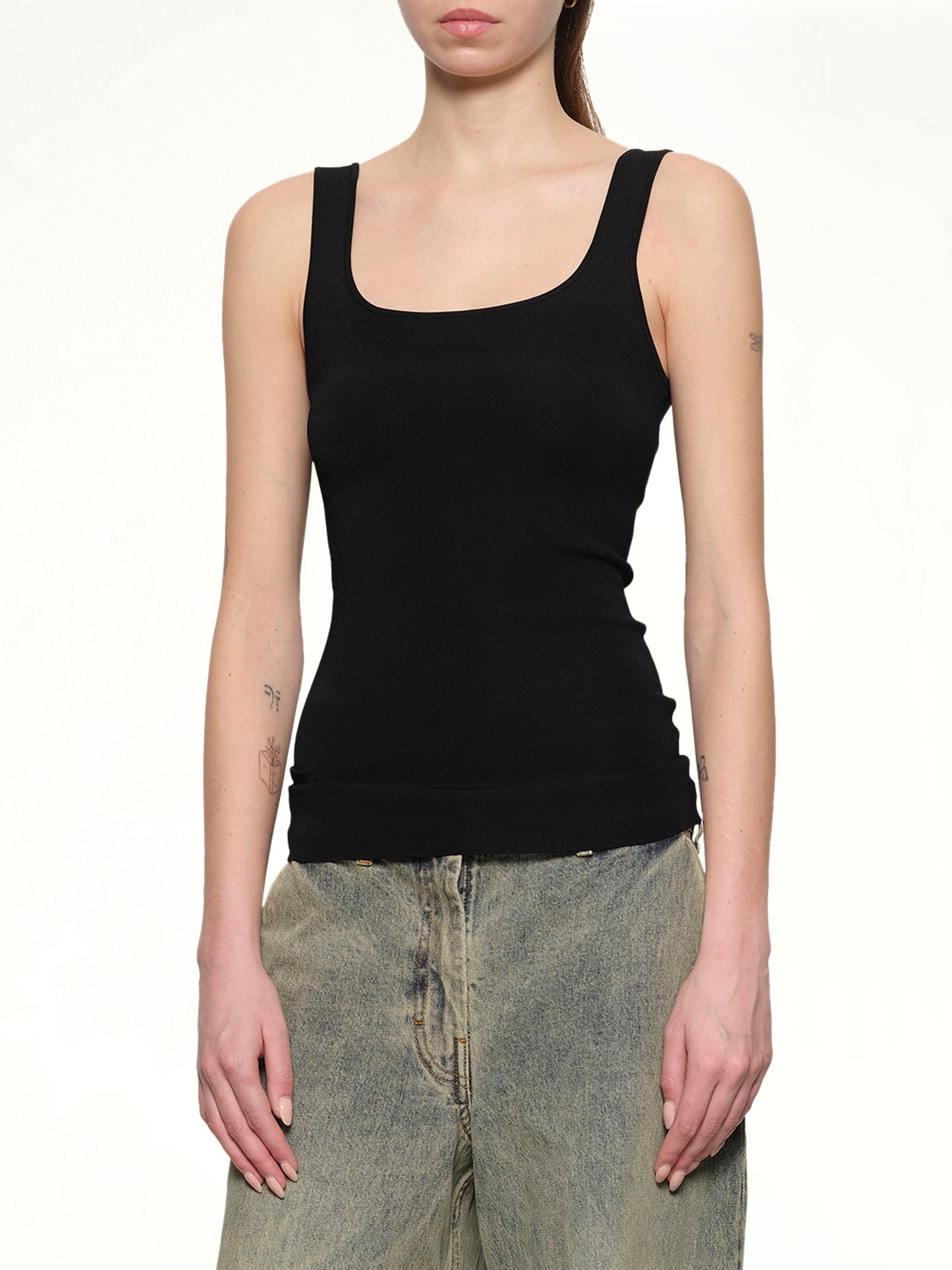 Squared Neck Top in Black