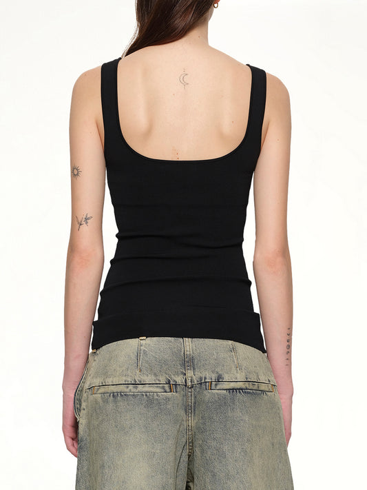 Squared Neck Top in Black