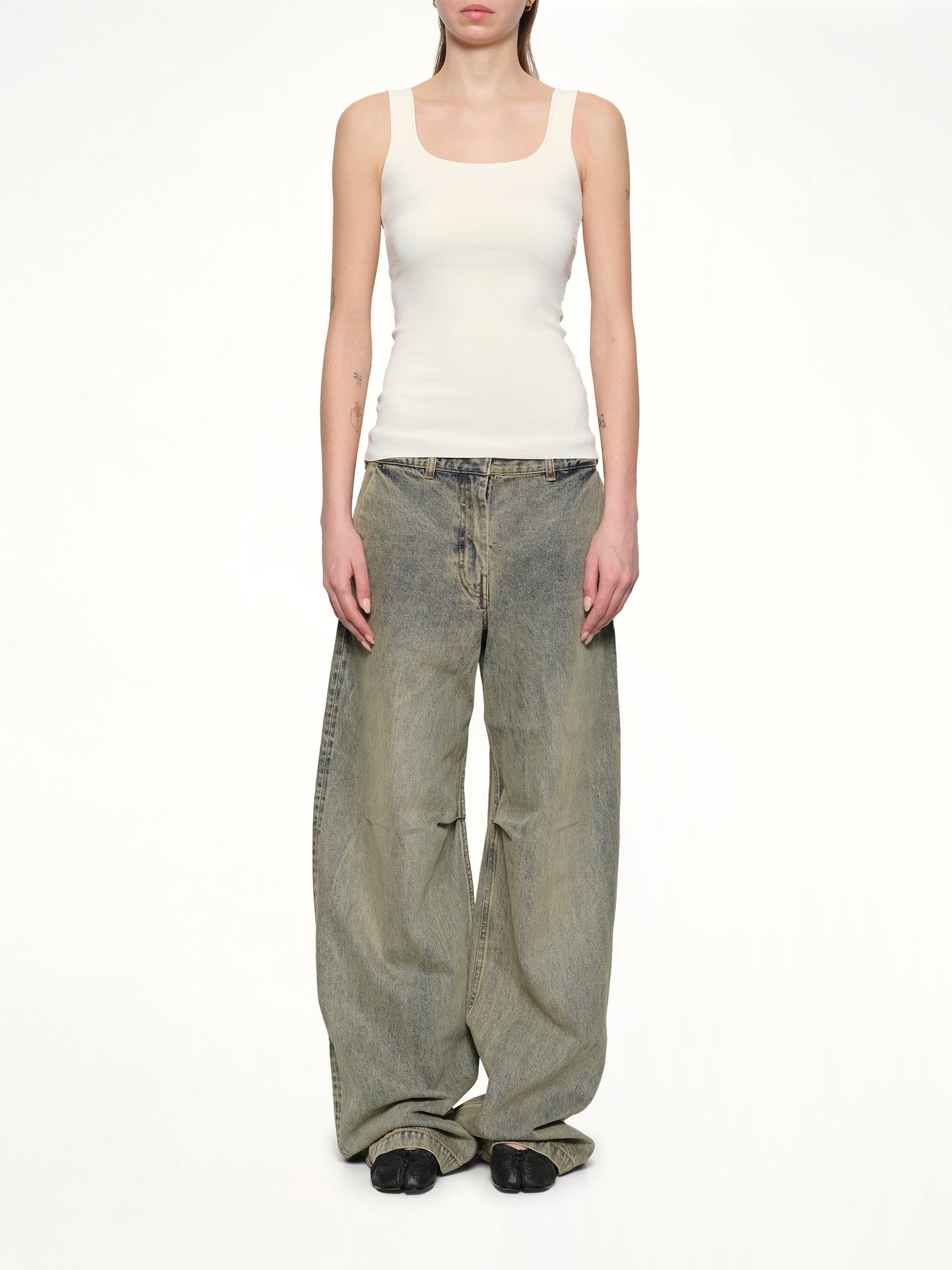 Squared Neck Top in Off White