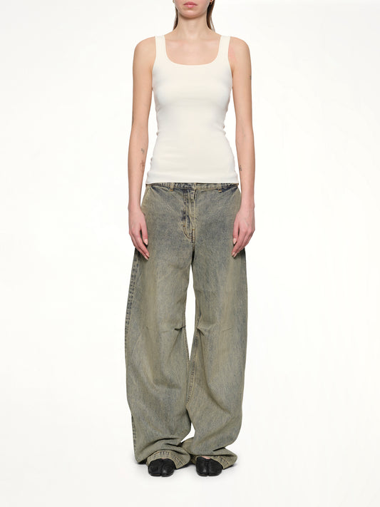 Squared Neck Top in Off White