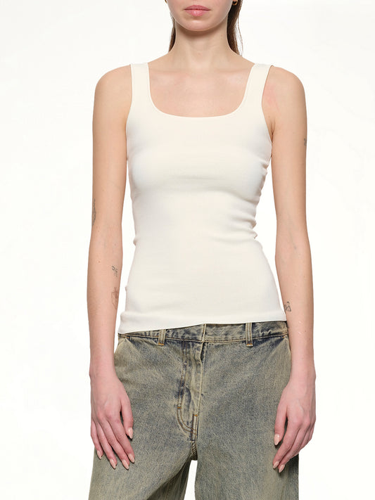 Squared Neck Top in Off White