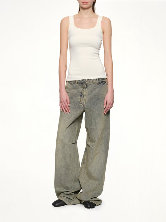 Squared Neck Top in Off White