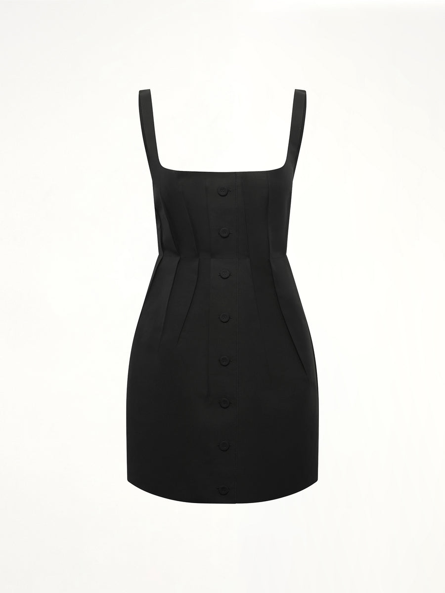 Bonded Cotton Poplin Dress in Black