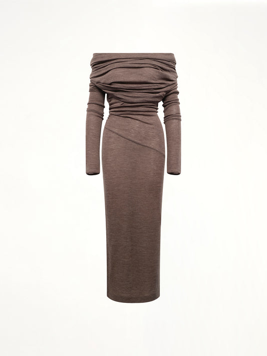 Bound Midi Dress in Pinecone