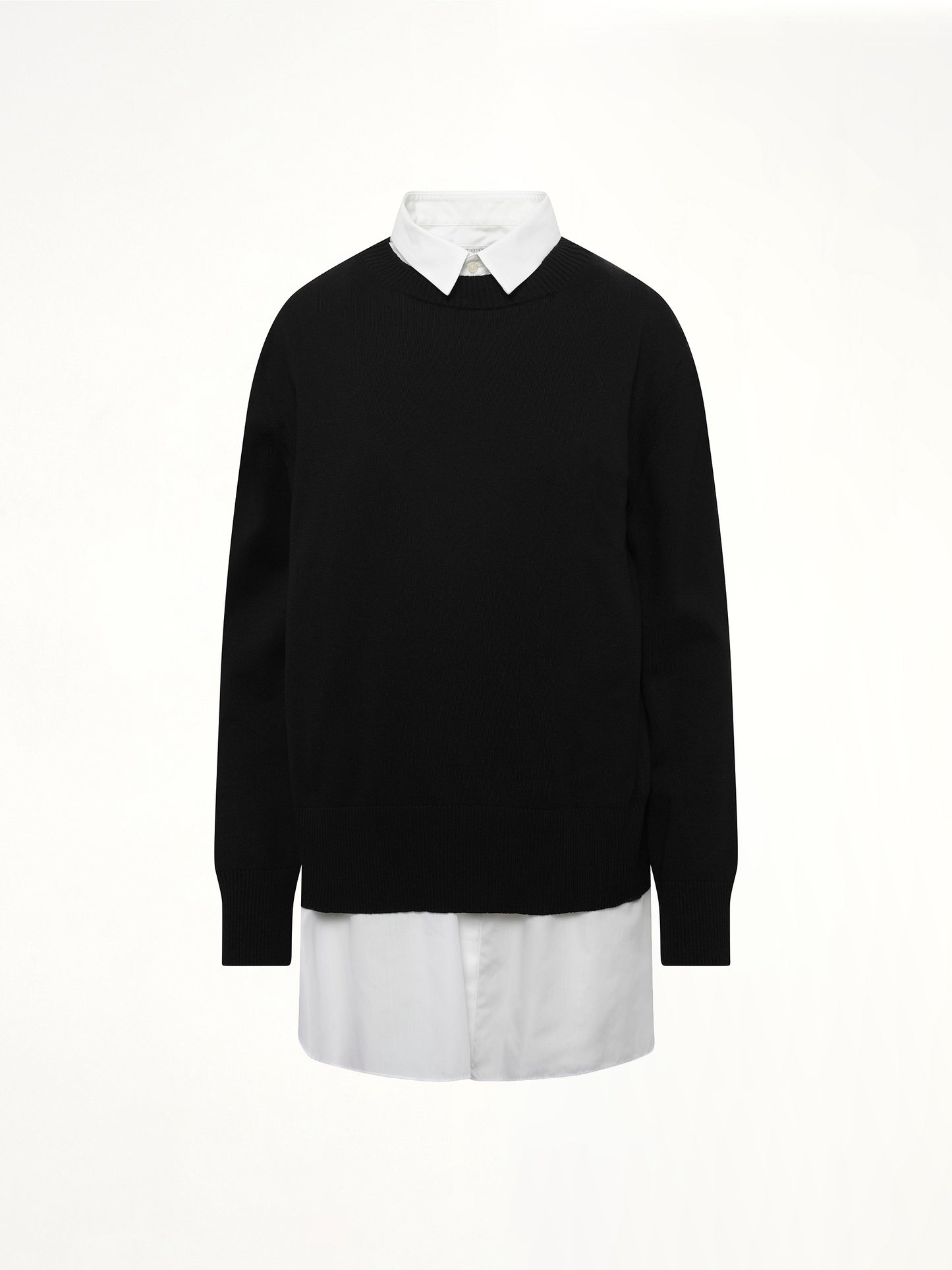 Poplin x Cotton Knit Dress in Black/Off White