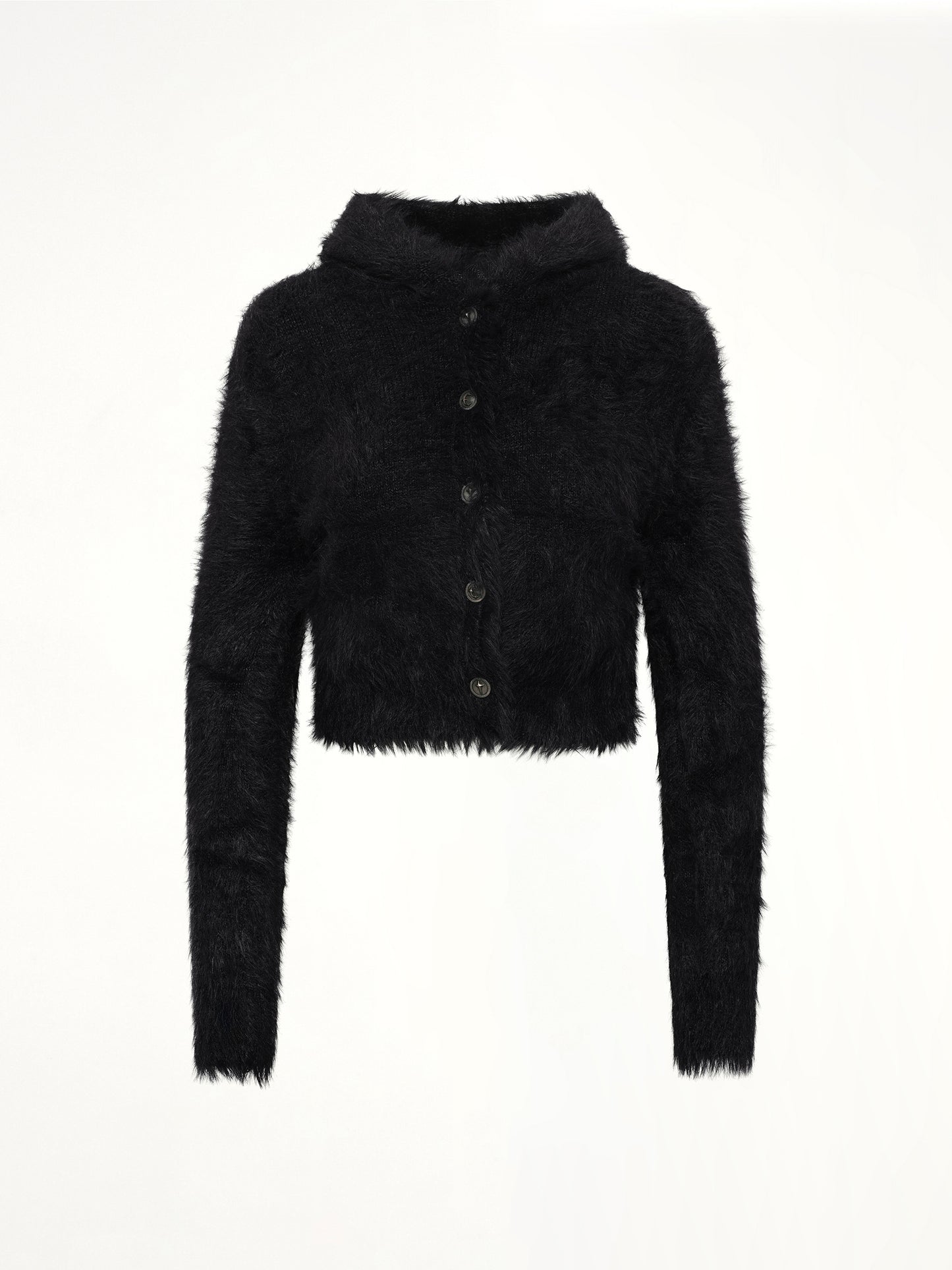 Chimera Fur Hooded Button Up in Black