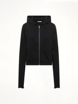 Lightweight Cropped Zip-Up Hoodie in Black
