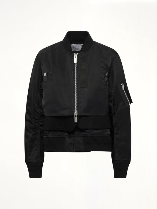 Nylon Twill x Wool Melton Blouson in Black