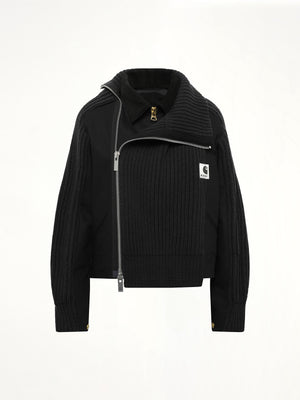 SACAI - Womens Carhartt WIP Duck x Wool Knit Blouson Black SACAI - Womens Carhartt WIP Duck x Wool Knit Blouson Black