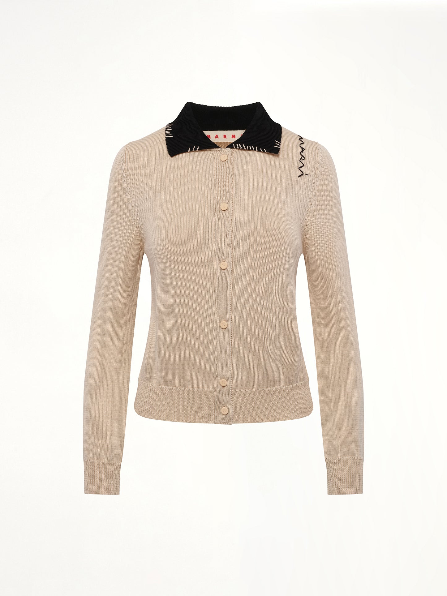 Contrast Collar Cardigan in Pale Peach