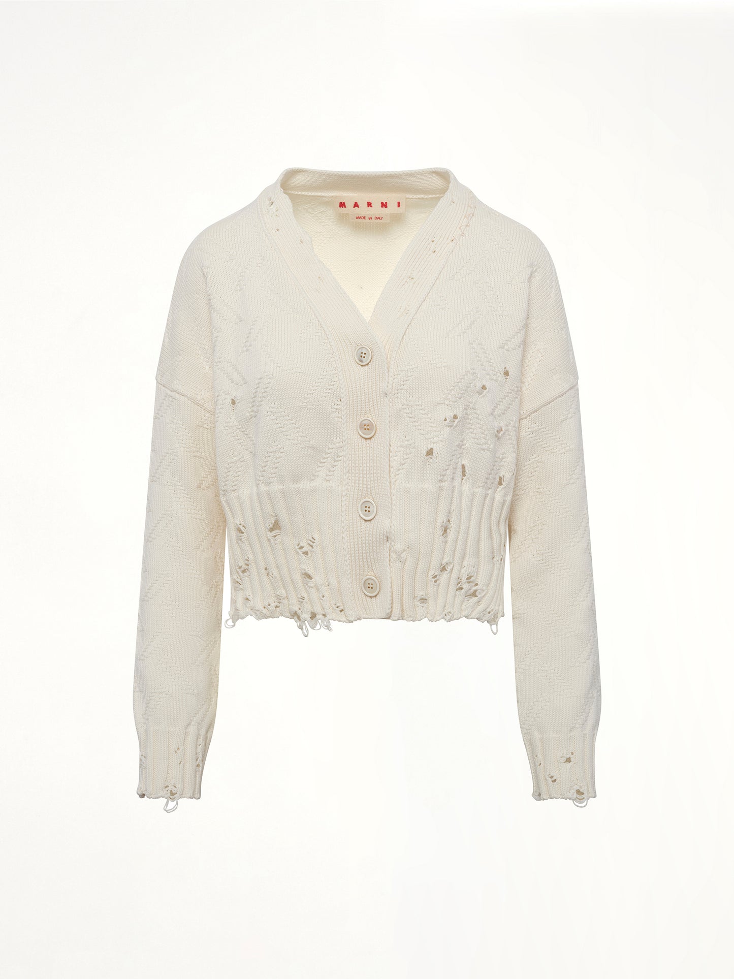 Jacquard Dishevelled Cardigan in Lily White