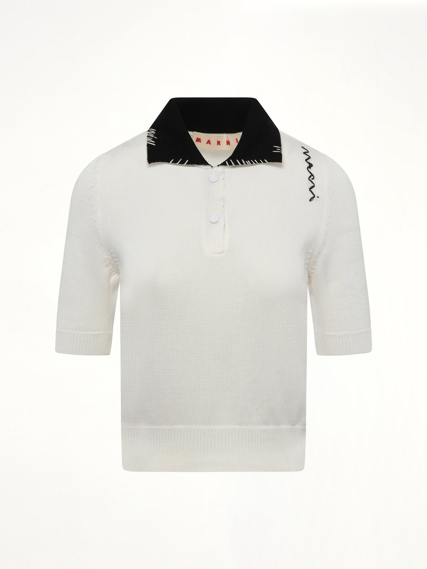 Short Sleeve Knit Polo in Natural White
