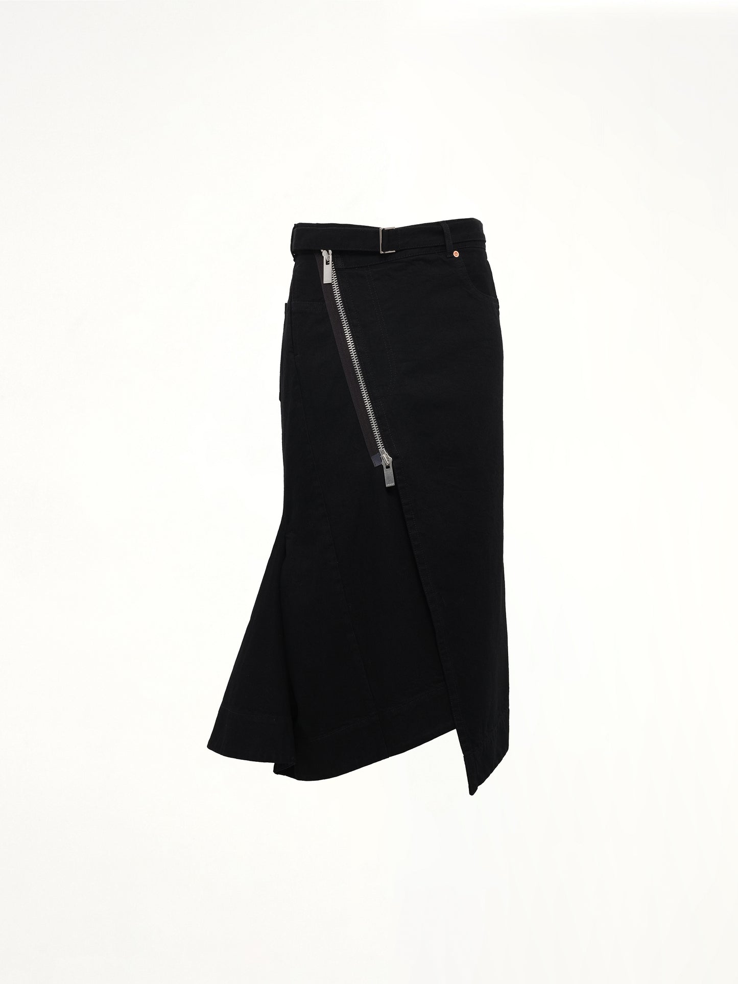 Side Zip Denim Skirt in Black