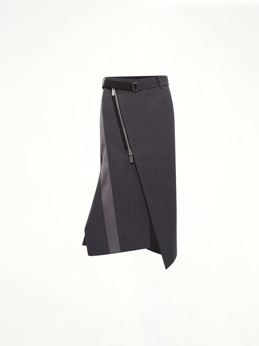 Stripe Doeskin Skirt in Gray