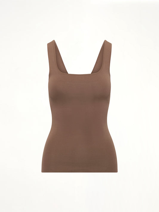 Squared Neck Top in Tan