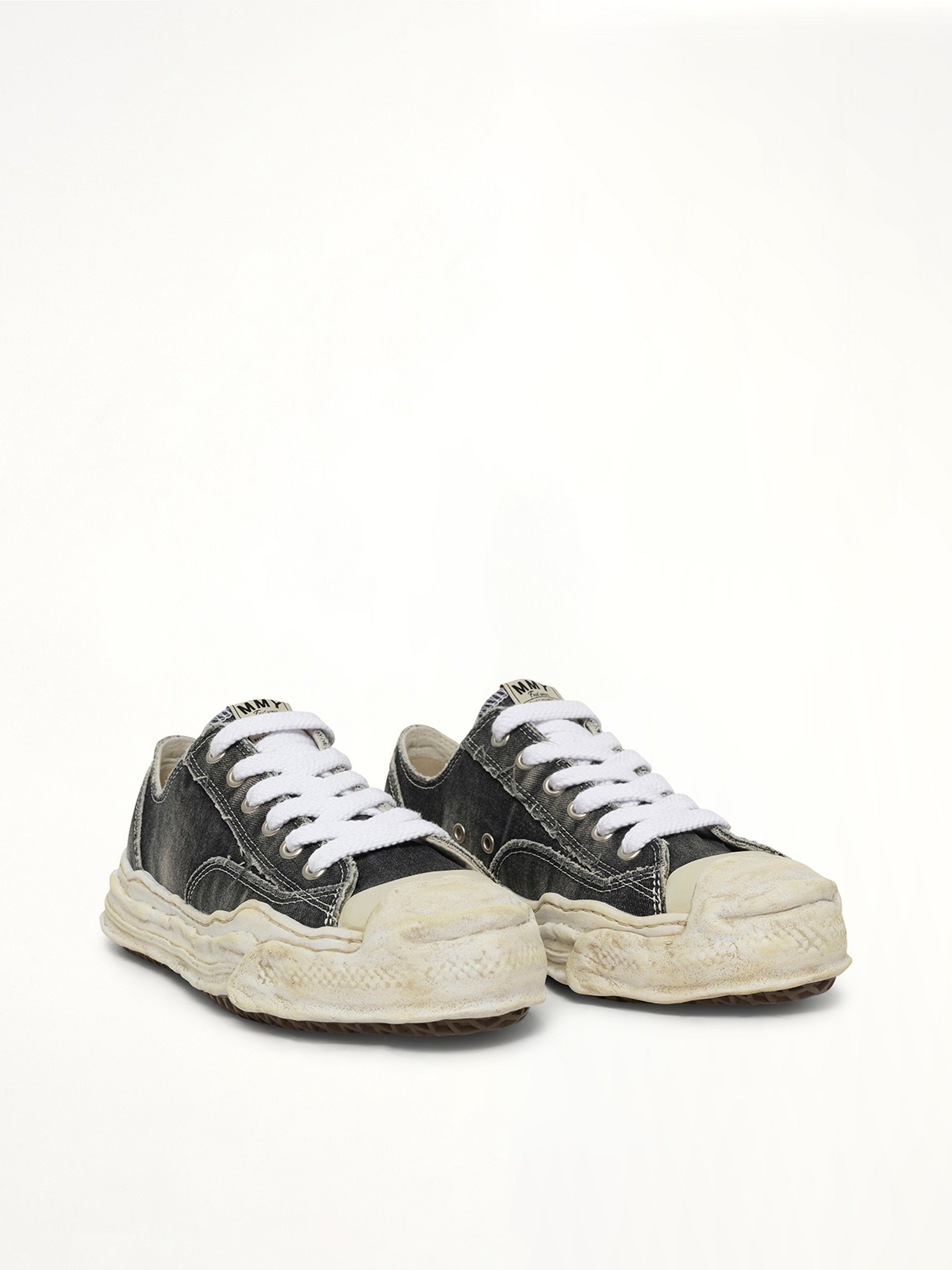 Hank OG Sole Bleaching Sneaker in Black Front View | MAISON MIHARA YASUHIRO