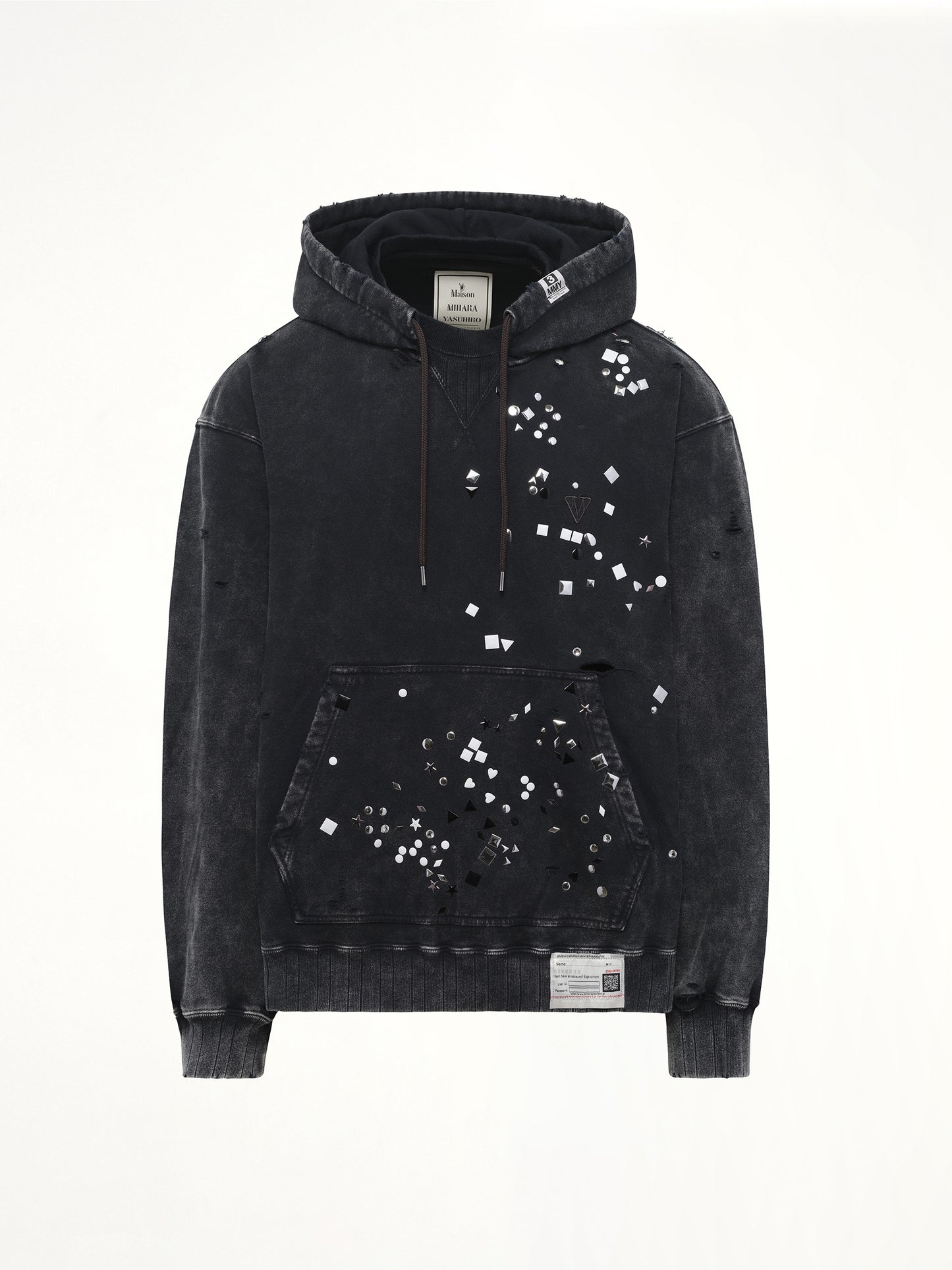Embellished Bleached Hoodie in Black