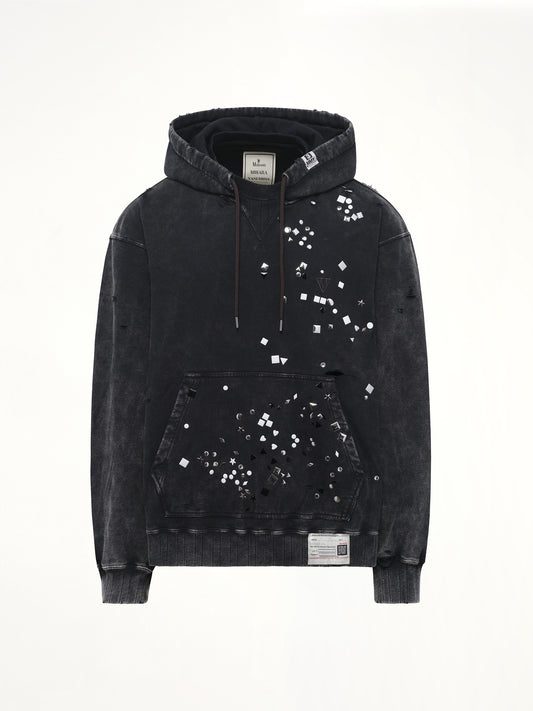 Embellished Bleached Hoodie in Black