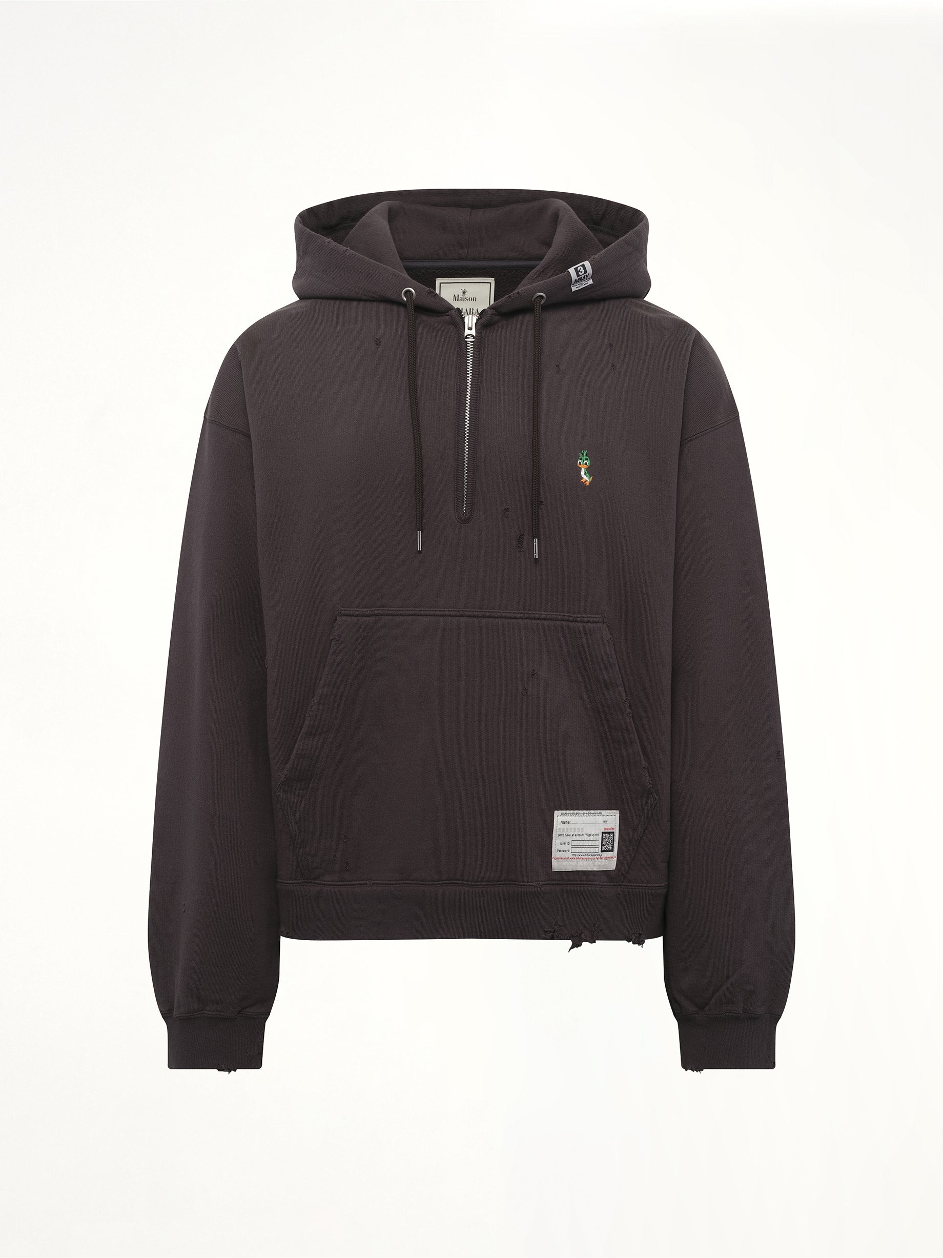 Triple Layered Half Zip Hoodie in Black