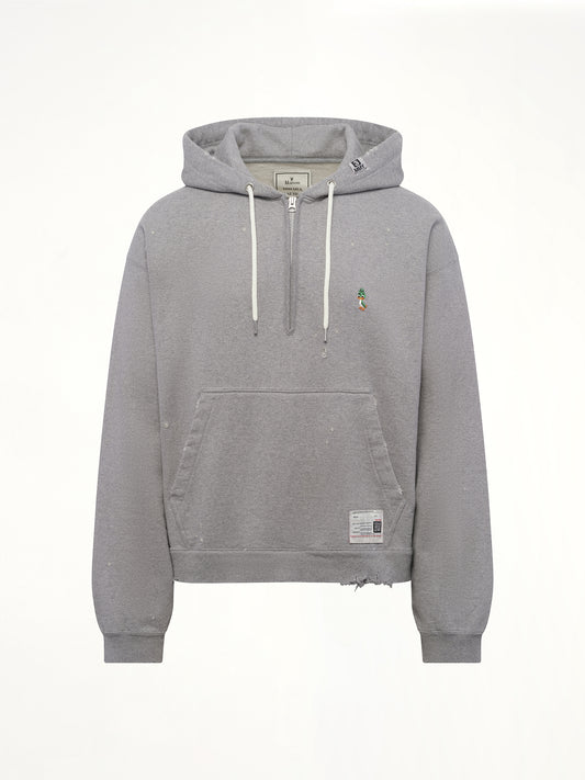 Triple Layered Half Zip Hoodie in Gray