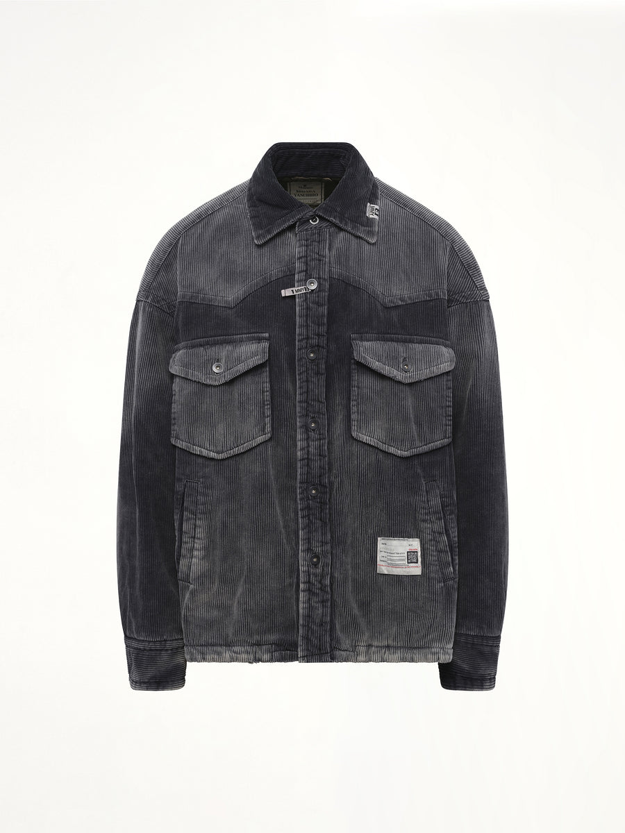 Puffer Corduroy Shirt in Black