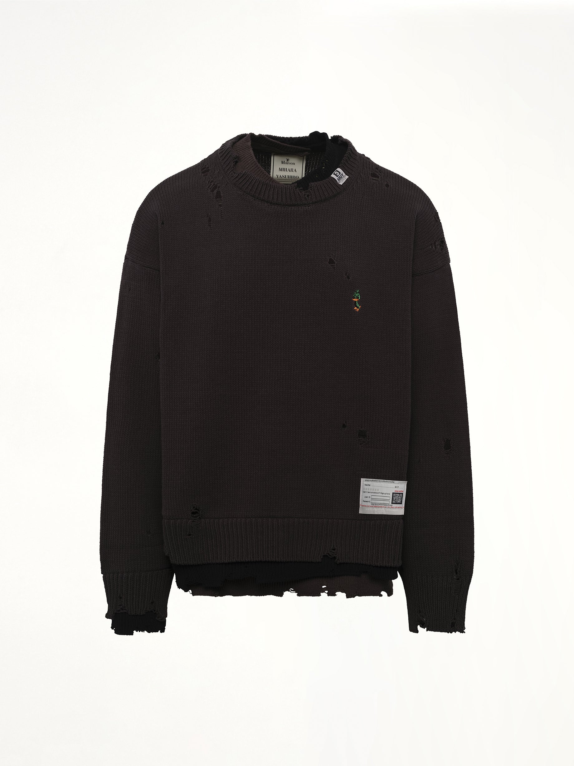 Layered Knit Pullover in Black