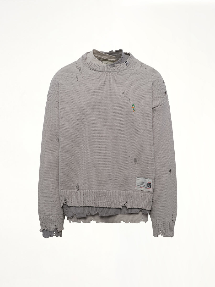 Layered Knit Pullover in Gray