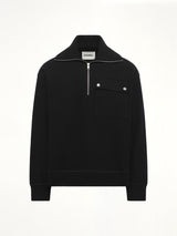 Sweatshirt Polo Collar in Black