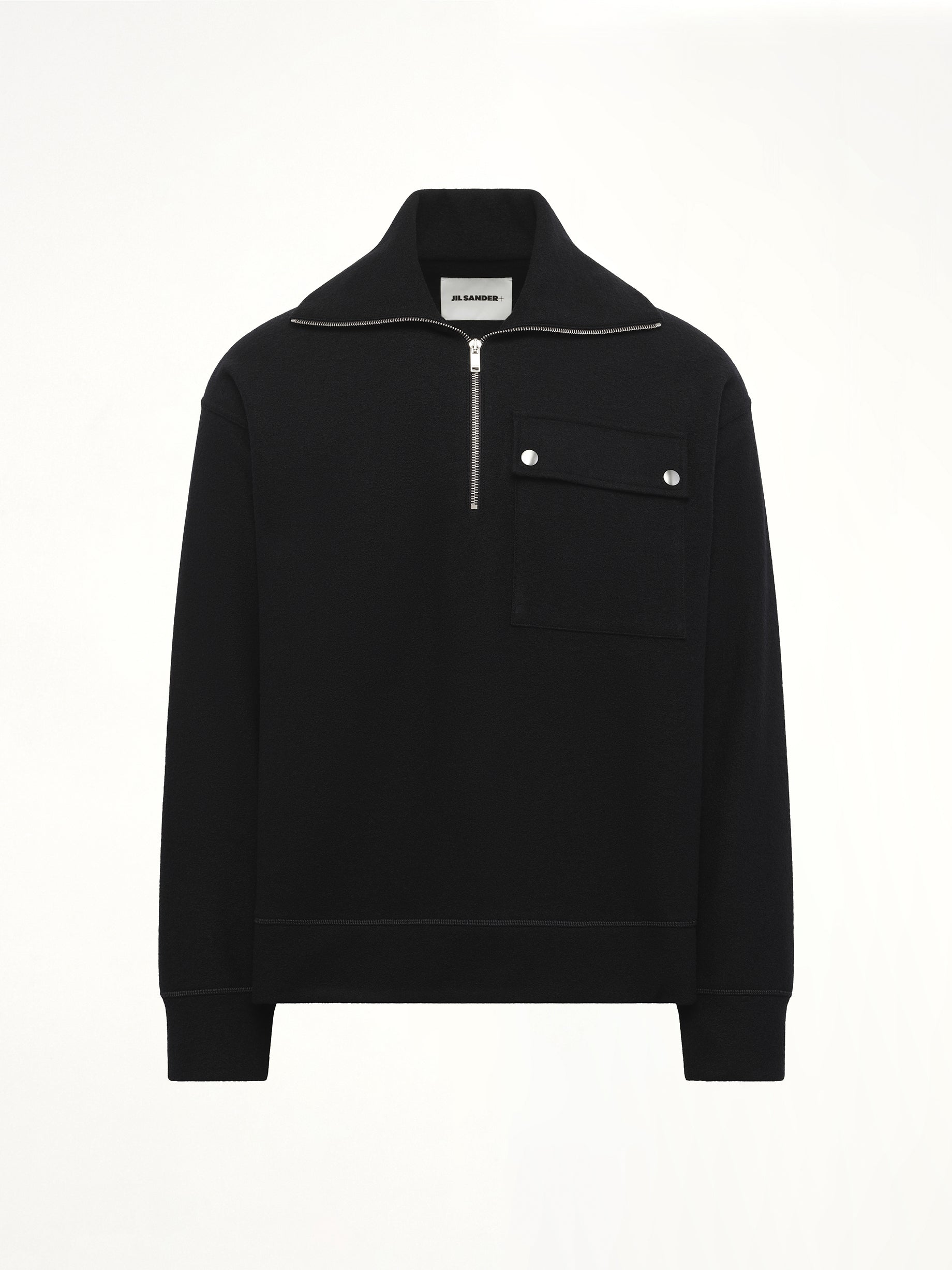 Sweatshirt Polo Collar in Black