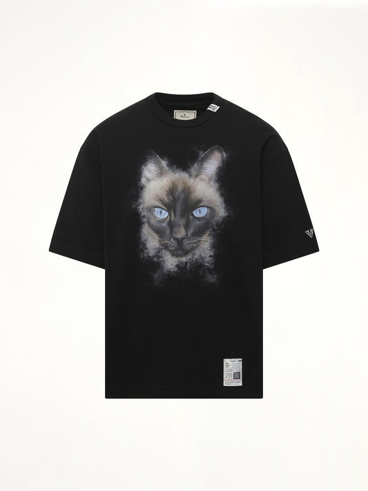 Cat Printed T-Shirt in Black