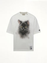 Cat Printed T-Shirt in White