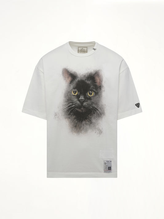 Cat Printed T-Shirt in White