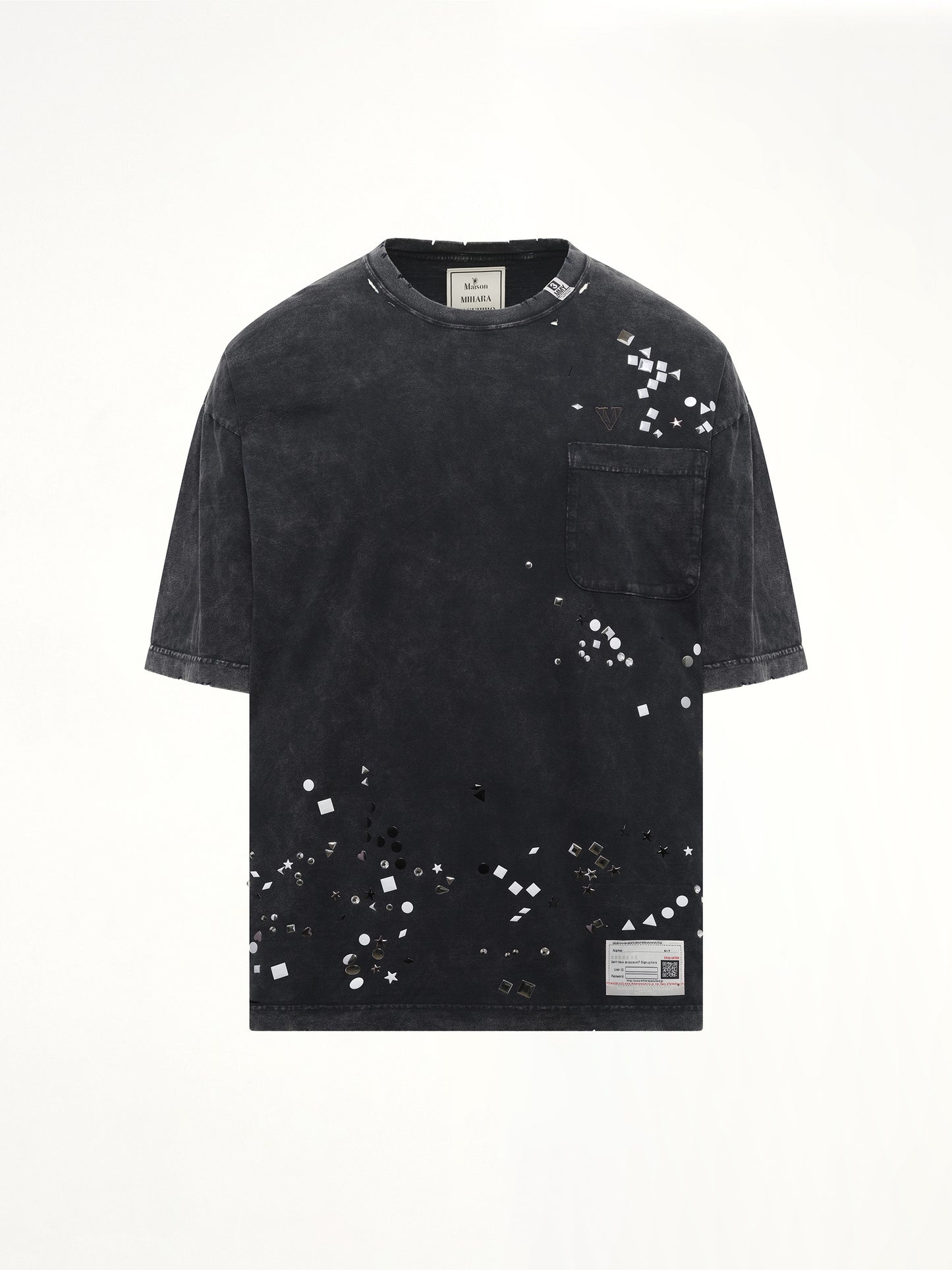 Embellished Bleached T-Shirt in Black