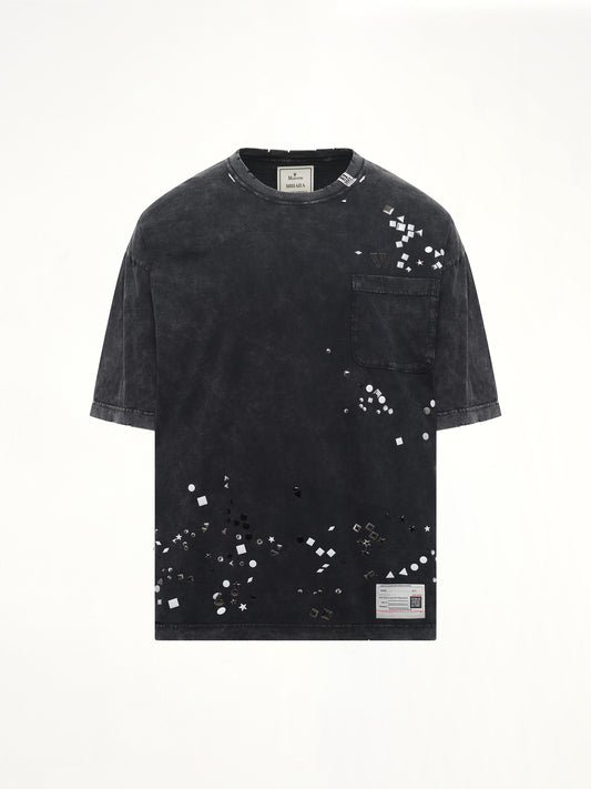 Embellished Bleached T-Shirt in Black