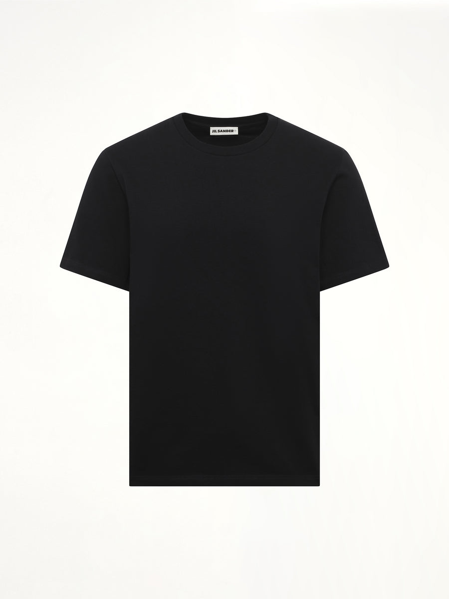 Leather Patch T-Shirt in Black