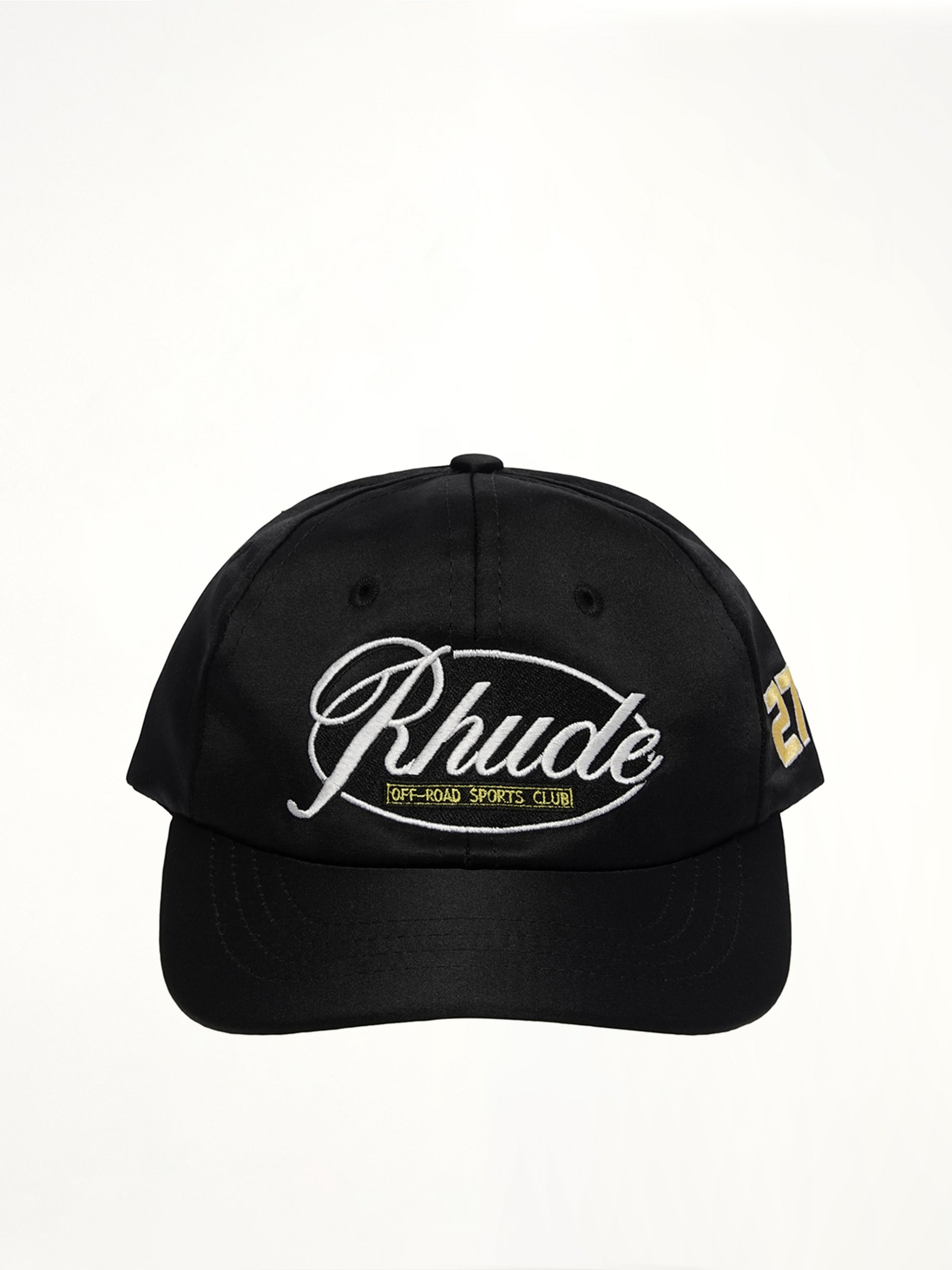 Rhude Sports Club Curved Brim Hat in Black
