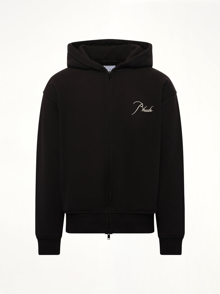 Classique Zip Up Hoodie in Black/White