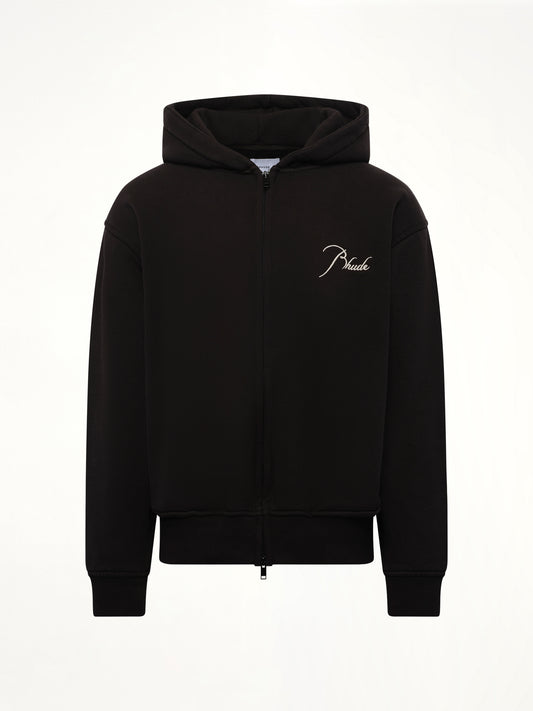 Classique Zip Up Hoodie in Black/White