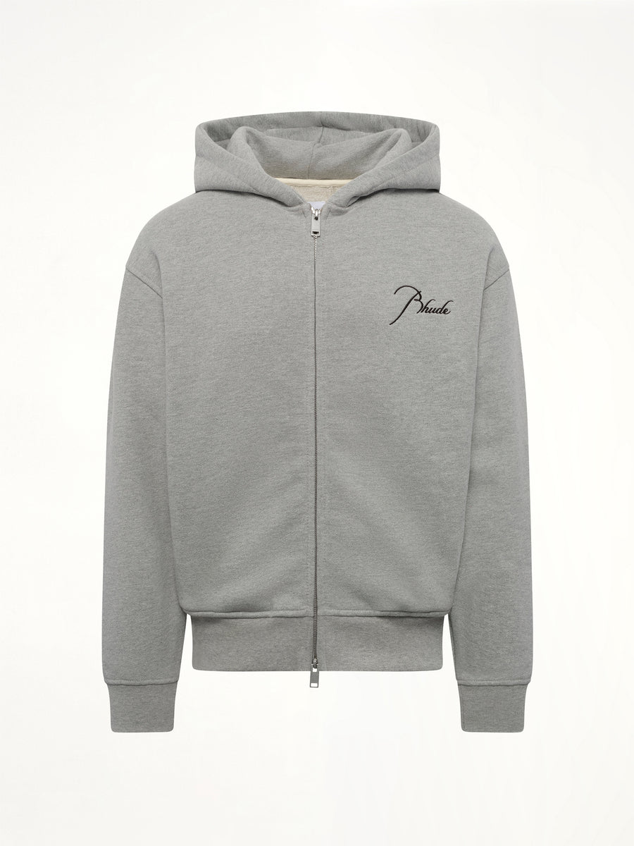 Classique Zip Up Hoodie in Heather Grey/Black