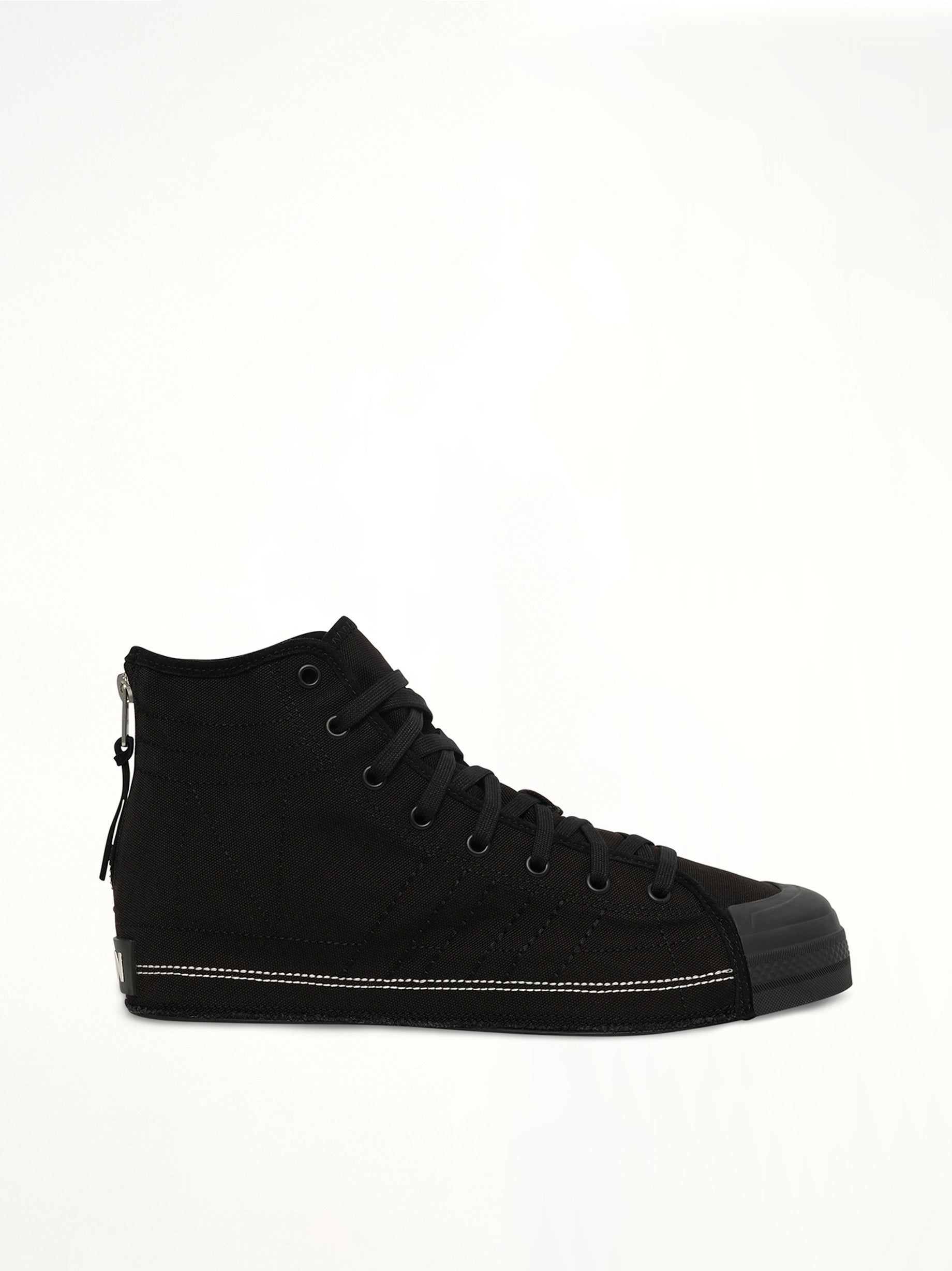 Y-3 X NBHD Nizza Hi Sneaker in Black Side View | Y-3