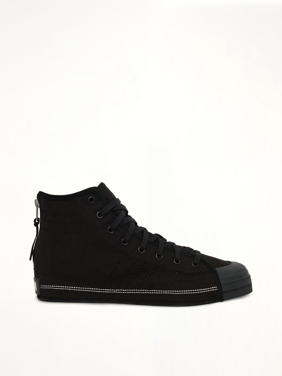 Y-3 X NBHD Nizza Hi Sneaker in Black Side View | Y-3