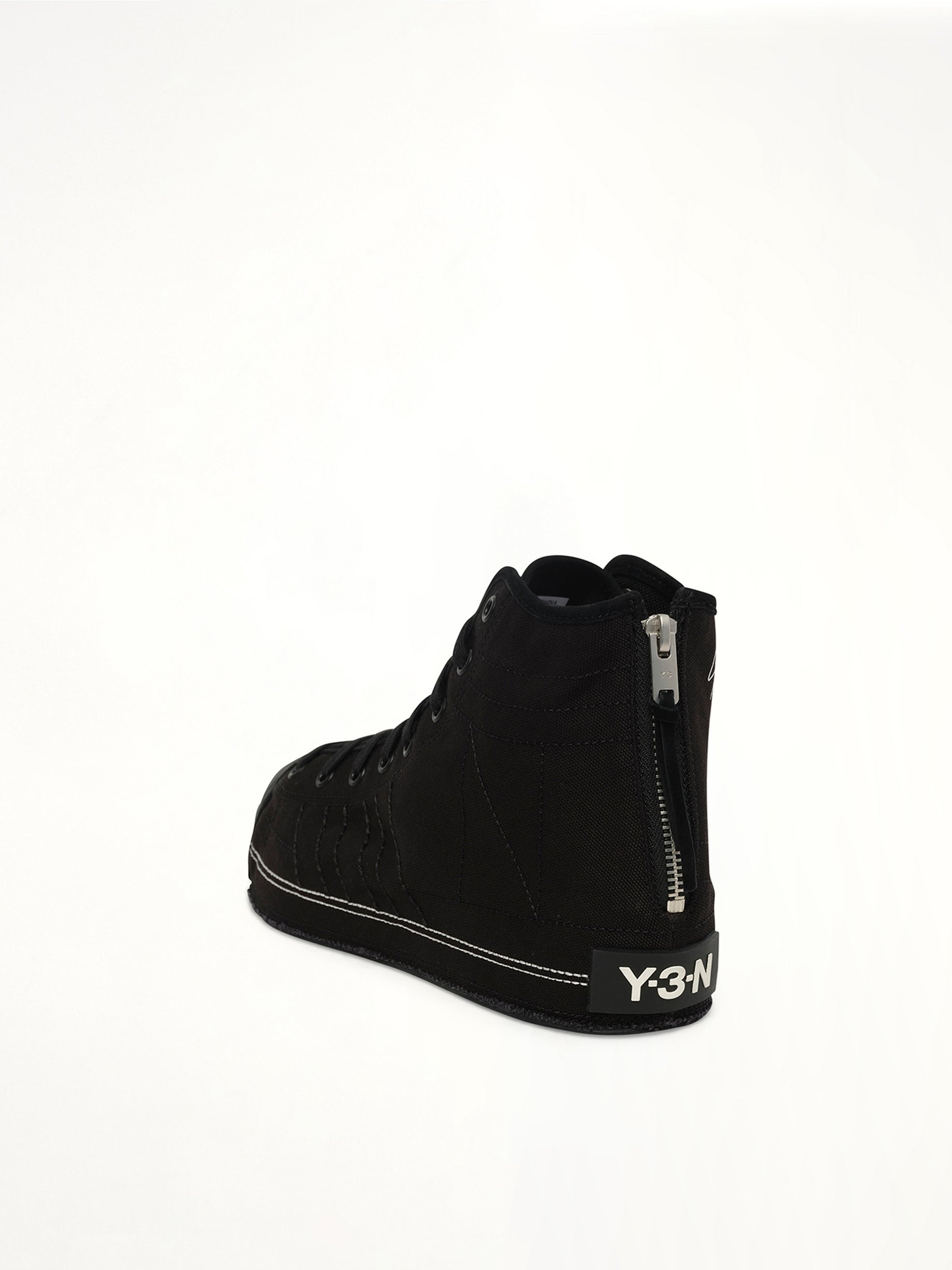 Y-3 X NBHD Nizza Hi Sneaker in Black Back View | Y-3