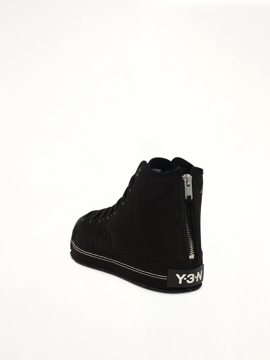 Y-3 X NBHD Nizza Hi Sneaker in Black Back View | Y-3