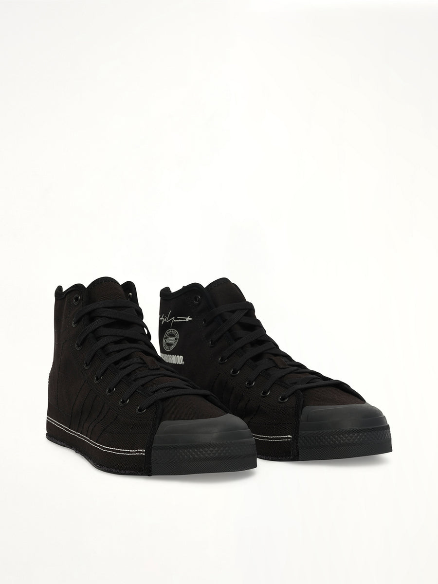 Y-3 X NBHD Nizza Hi Sneaker in Black Front View | Y-3